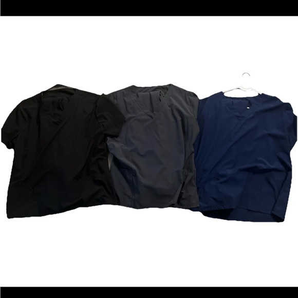 Green Town Other - Green Town 4 Flex Women's V-Neck Scrubs 3 Set - Black, Charcoal, Navy